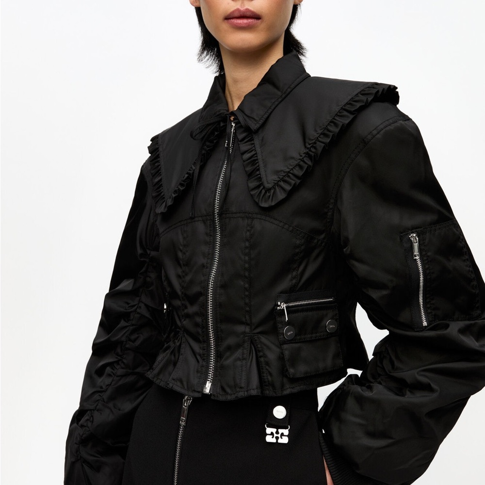 Ganni Black Ruffled Jacket - Picture 2 of 11